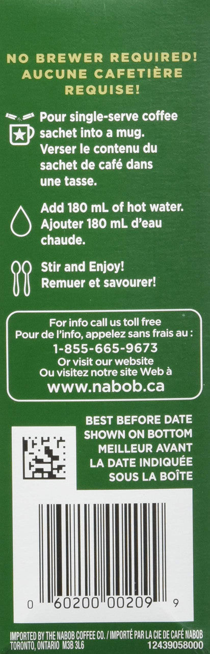 Nabob Ready-Brew Coffee, 100% Colombian, 3g Sticks, 12 Count, {Imported from Canada}