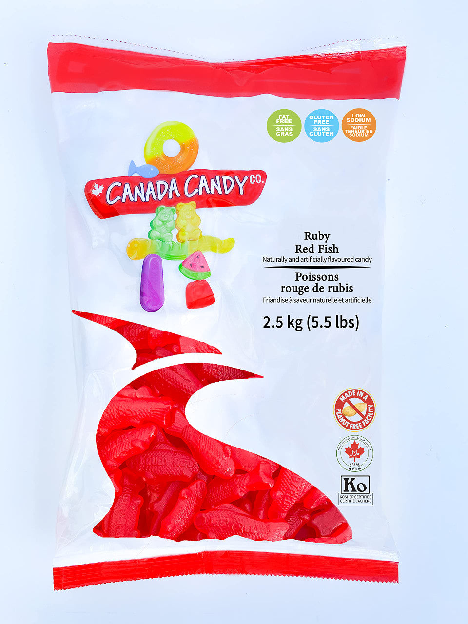 Canada Candy Ruby Red Fish Gummy Candy, 2.5 kg (5.5 lbs) {Imported