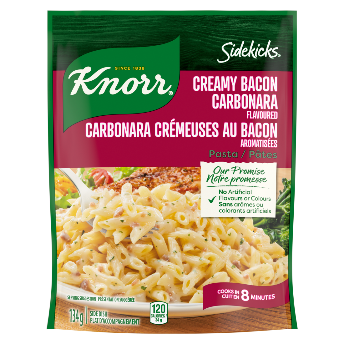 Knorr Sidekicks Creamy Bacon Carbonara Pasta 134g - {Imported from Canada}
