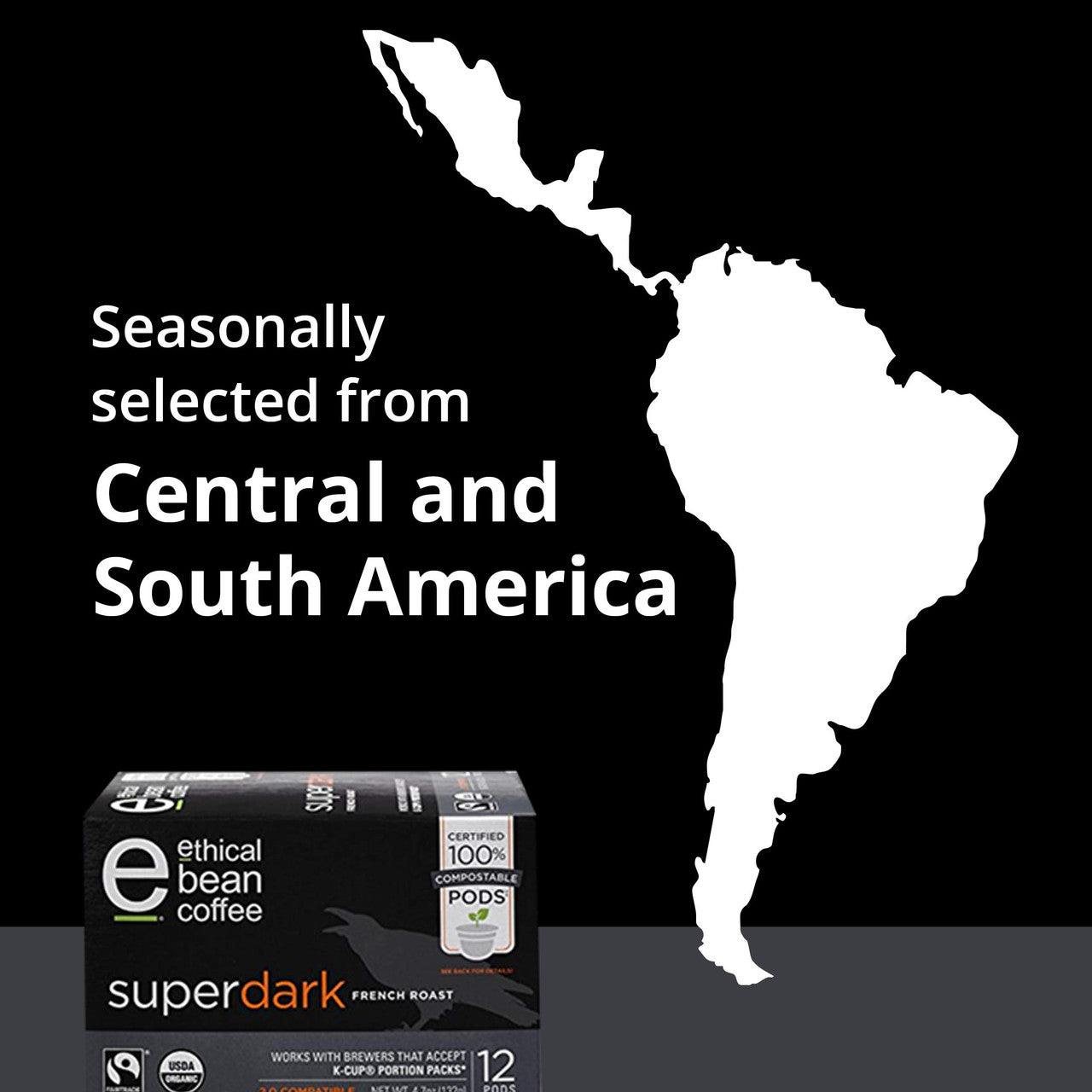 ETHICAL BEAN Superdark French Roast Coffee 132g/4.7 oz., 12ct {Imported from Canada}