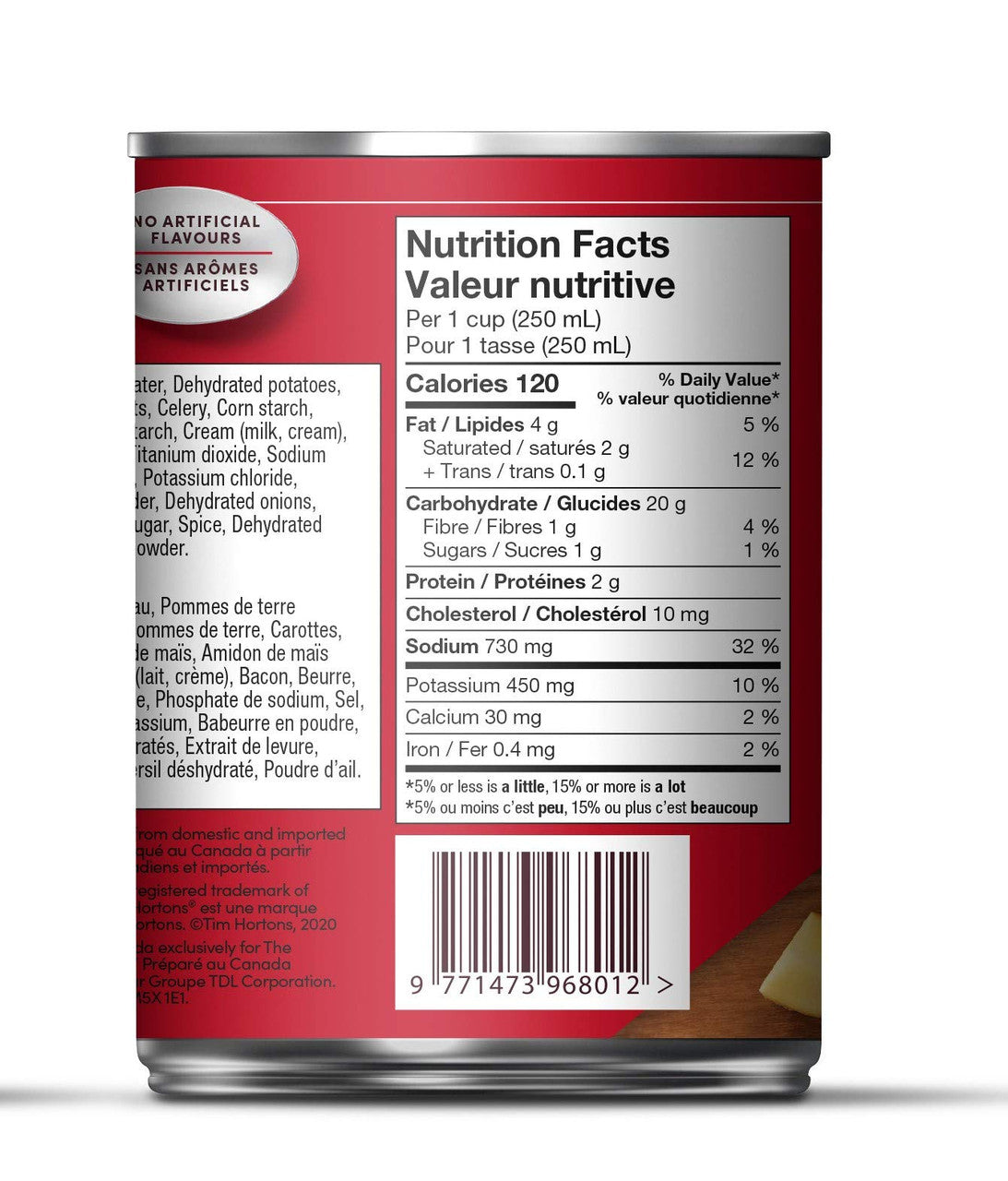 Tim Hortons Potato Bacon Soup, 540ml/18 fl.oz., Can, {Imported from Canada}