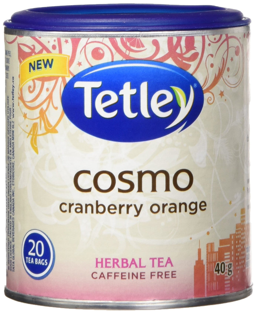 Tetley Cosmo Cranberry Orange  20 Round Tea Bags {Imported from Canada}