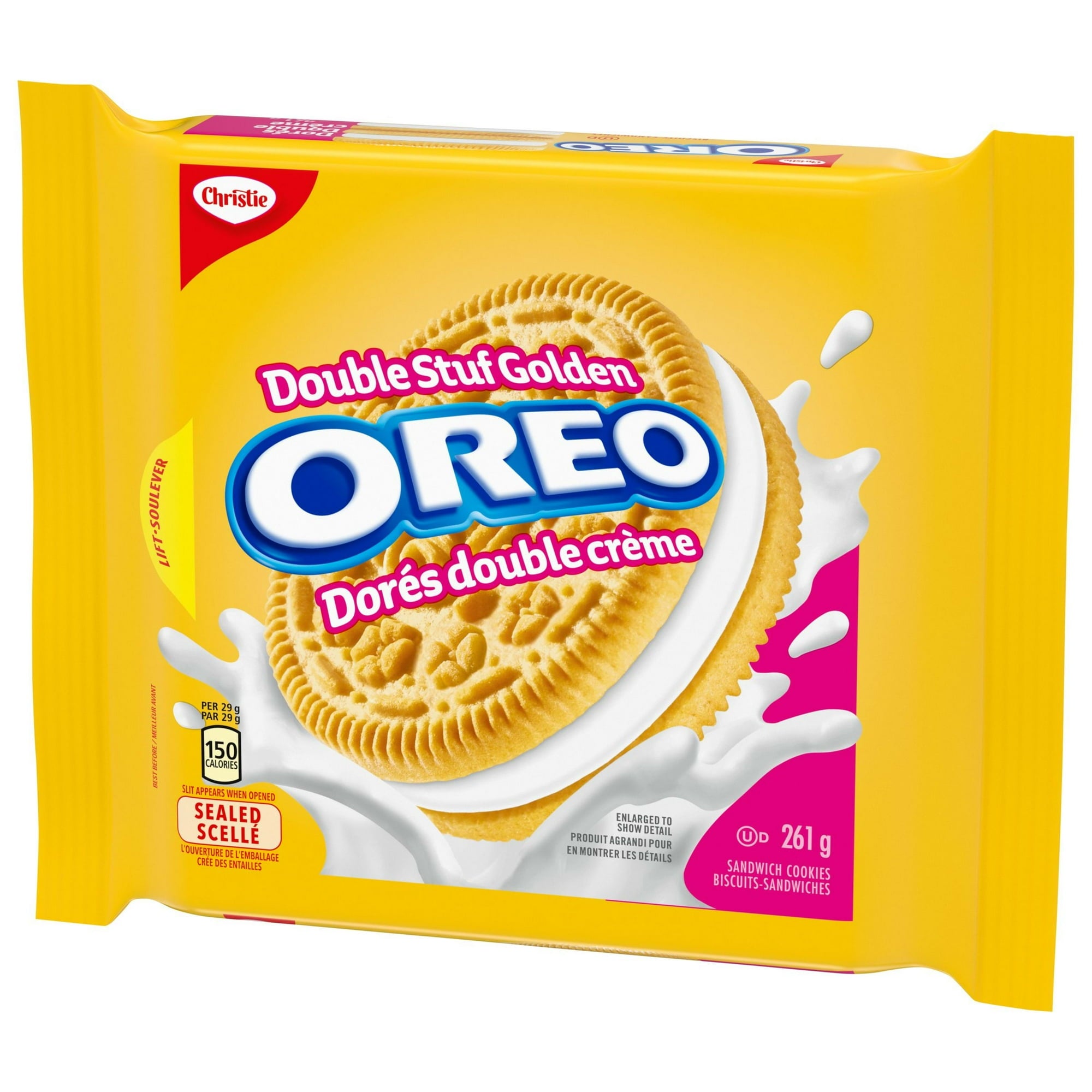 Oreo Double Stuf Golden Sandwich Cookies, 261g/9.2oz. Package, front of package.