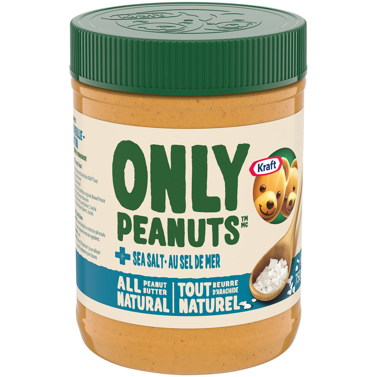 Kraft All Natural Peanut Butter With Sea Salt - 750g (26.5oz) | Creamy & Pure Peanut Butter