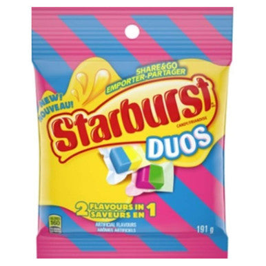 Starburst Duos Chewy, 2 Flavours in 1, Gummy Candy, 191g/6.7 oz., {Imported from Canada}