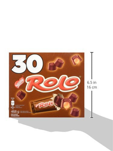 ROLO Smooth Caramel-Filled Pieces, 3-Piece Bars, 468g (Pack of 30 mini bars)