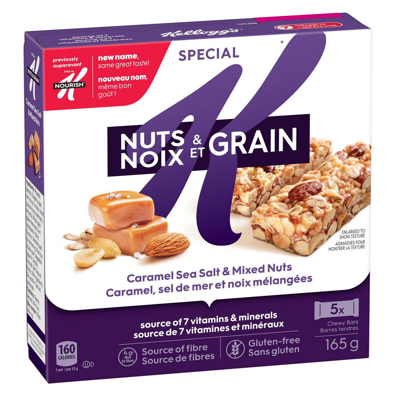 Kellogg's Special K Quinoa, Caramel Sea Salt and Mixed Nuts, Bars 165g/5.8oz., {Imported from Canada}