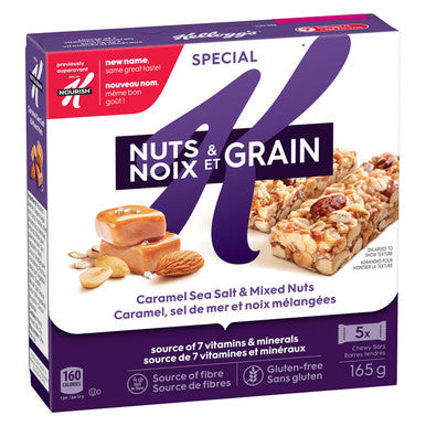 Kellogg's Special K Quinoa, Caramel Sea Salt and Mixed Nuts, Bars 165g/5.8oz., {Imported from Canada}