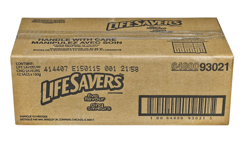 Life Savers Five Flavour, Peg Bag, 150gm, 12 Count {Imported from Canada}