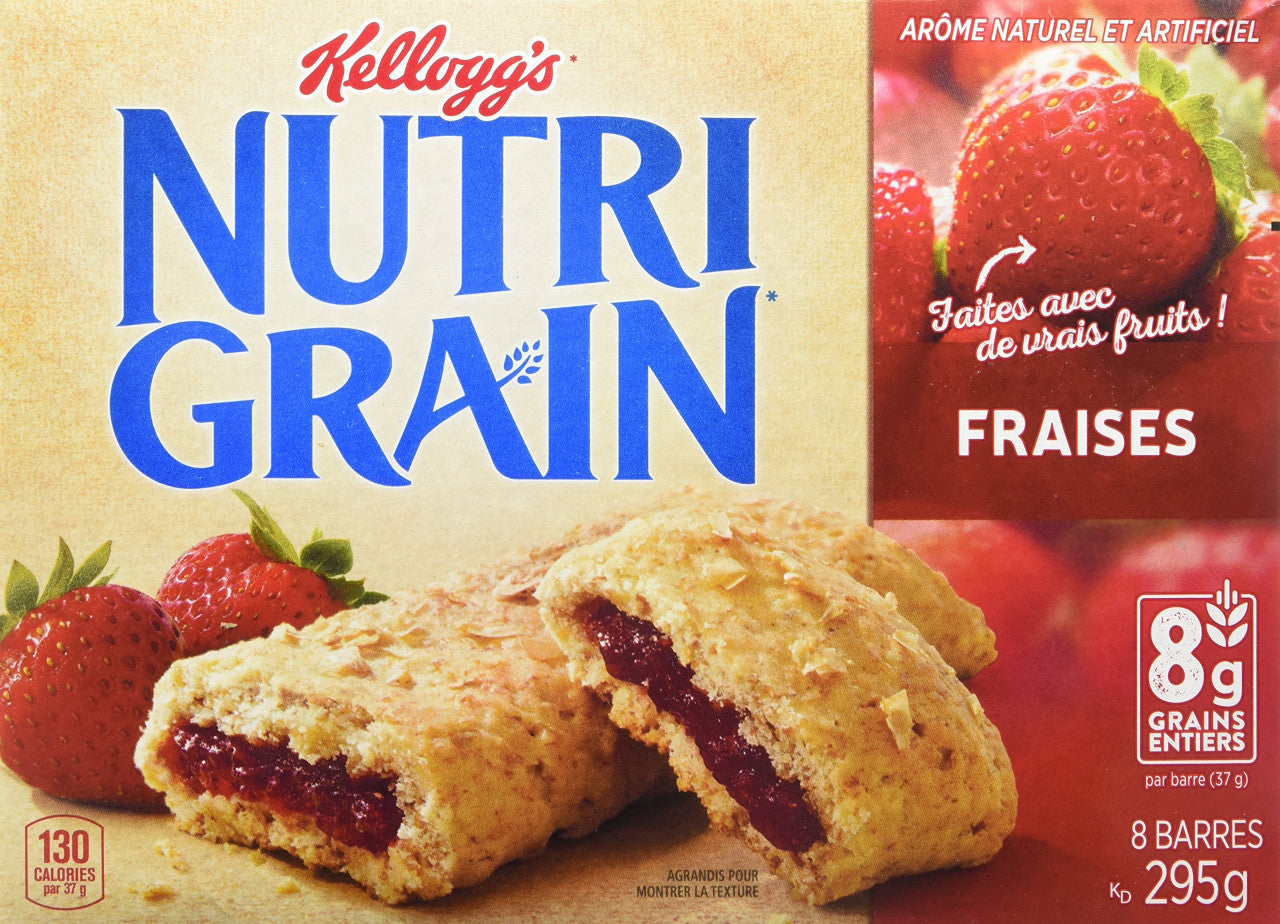 Kellogg's Nutri-Grain, Strawberry Cereal Bars, 295g/10.4oz., 8ct, (Imported from Canada}