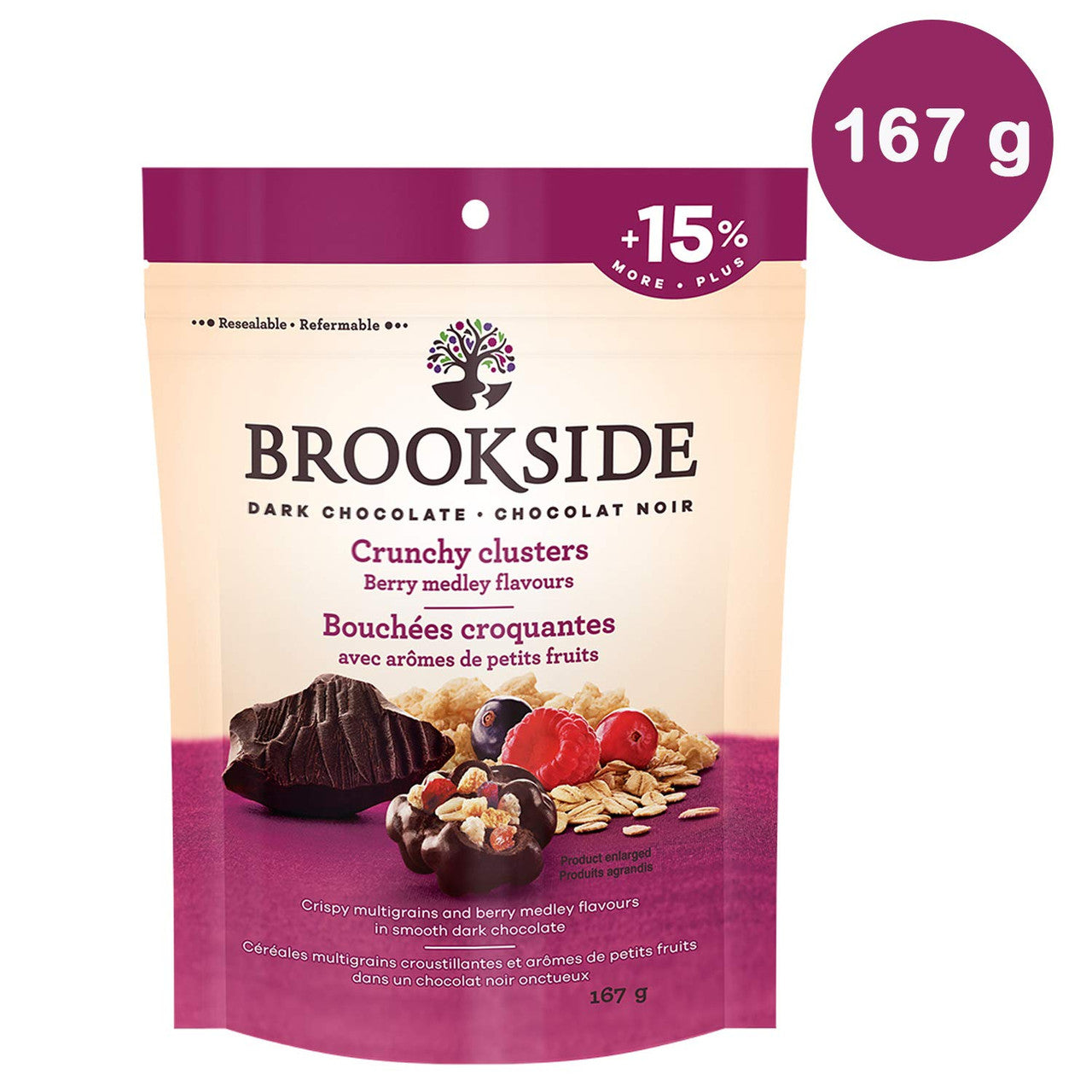 BROOKSIDE Dark Chocolate Crunchy Clusters, Dark Berry Medley, 167g/5.9 oz, {Imported from Canada}