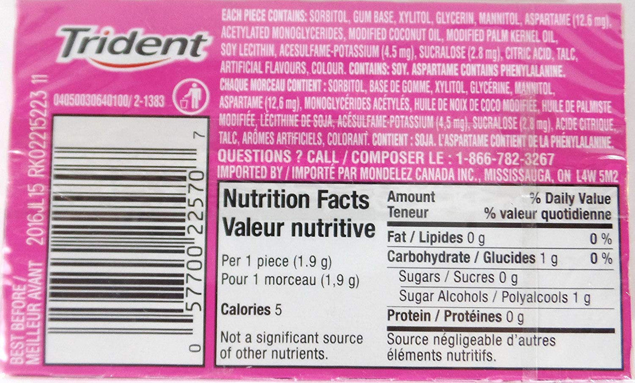 Trident Sugar Free Chewing Gum Twist Superpak 14 count 12 Pack (Bubblegum)
