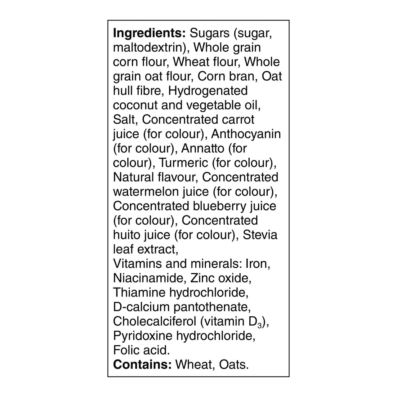 Kellogg's Froot Loops Cereal, 345g (12.2 oz) – Ingredients