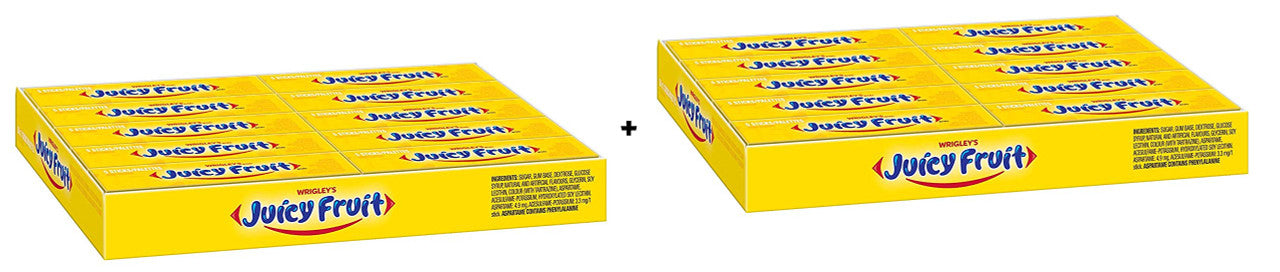 Juicy Fruit Chewing Gum with Sugar, The Original, 20ct (2 Pack) {Imported from Canada}