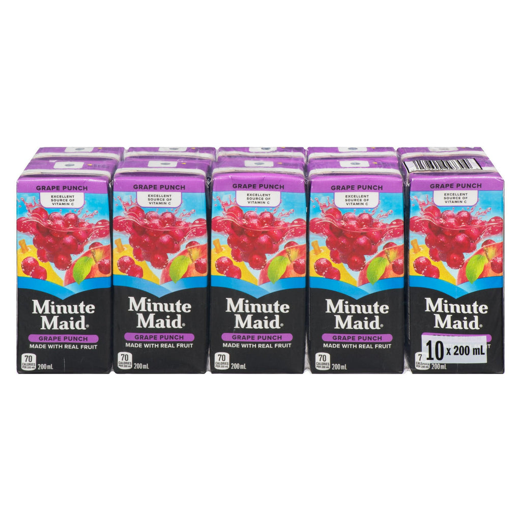 Minute Maid Grape Punch Juice Boxes Perfect for On-The-Go, 10x200ml, 2L/67.6 fl. oz - Front Of Package