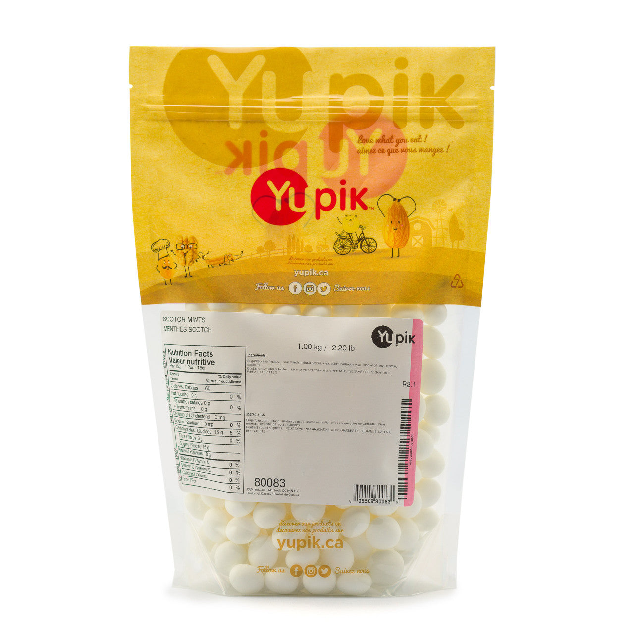 Yupik Scotch Mints, 1Kg/2.2lbs Bag, {Imported from Canada}