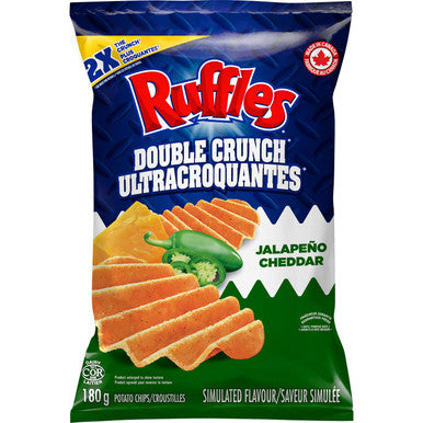 Ruffles Double Crunch Jalapeno Cheddar Potato Chips, 180g/6.3 oz., {Imported from Canada}