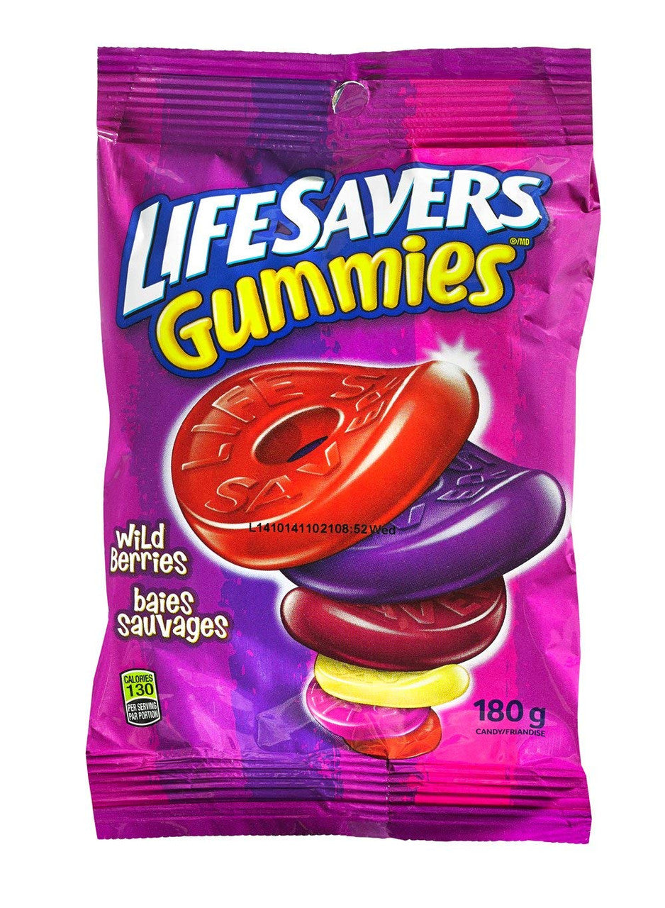 Lifesavers Gummies Candy - Wild Berries, 180g/6.3oz Peg Bag, {Imported from Canada}