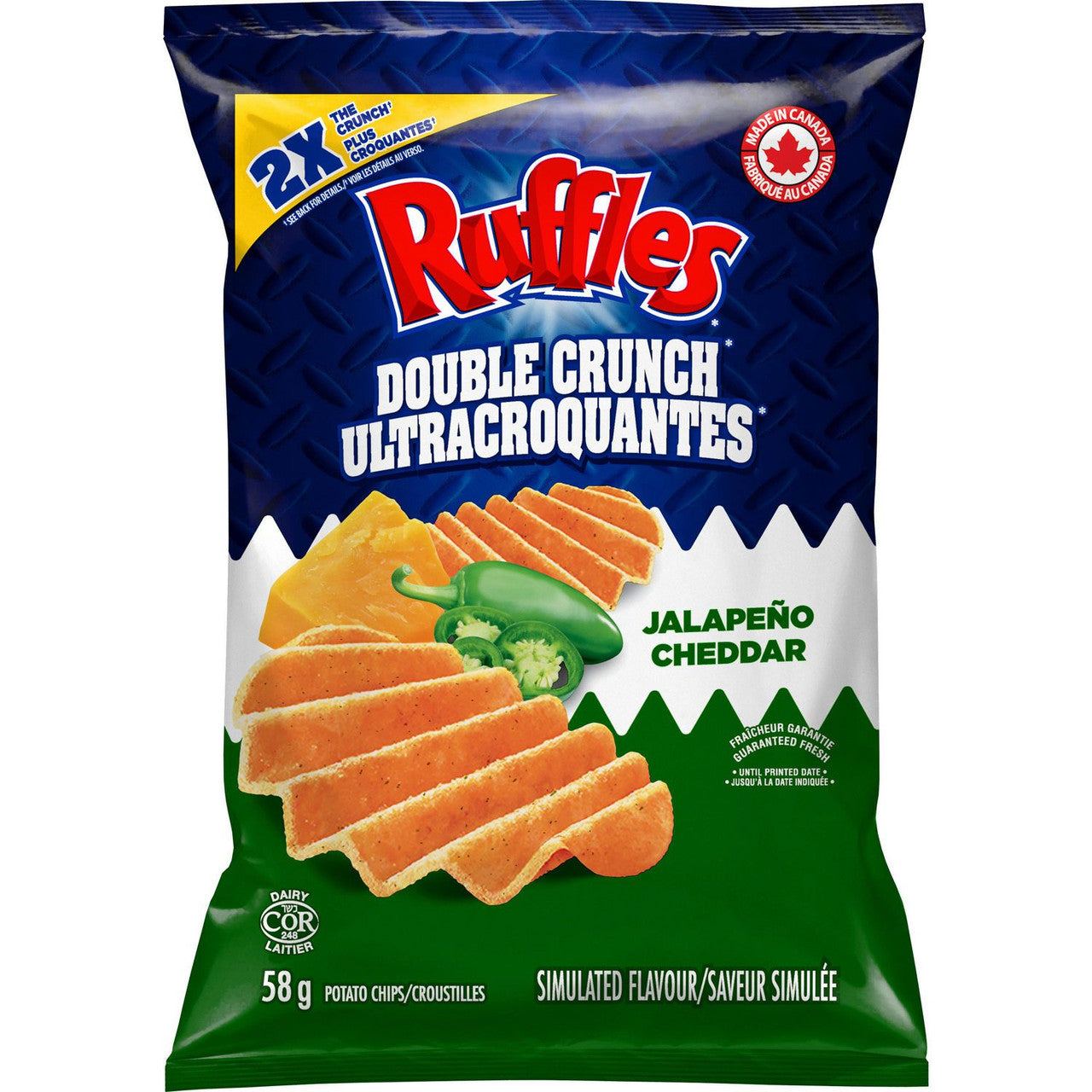 Ruffles Double Crunch Jalapeno Cheddar Potato Chips, 58g/2 oz., {Imported from Canada}