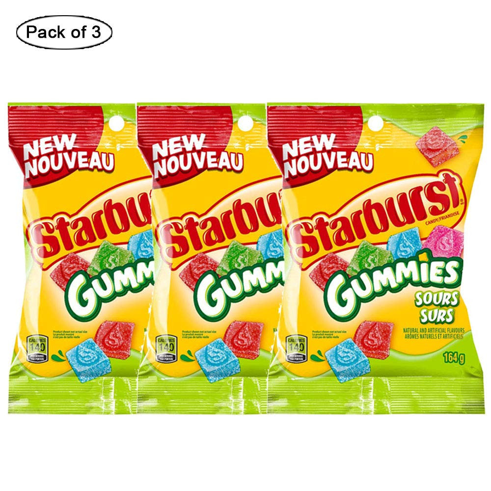 Starburst Gummies Sours Candy, 164g/5.8oz, (Pack of 3) {Imported from Canada}