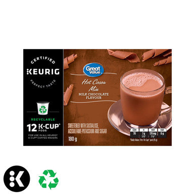 Great Value Hot Cocoa Mix Milk Chocolate Flavour (12) K Cups {Imported from Canada}