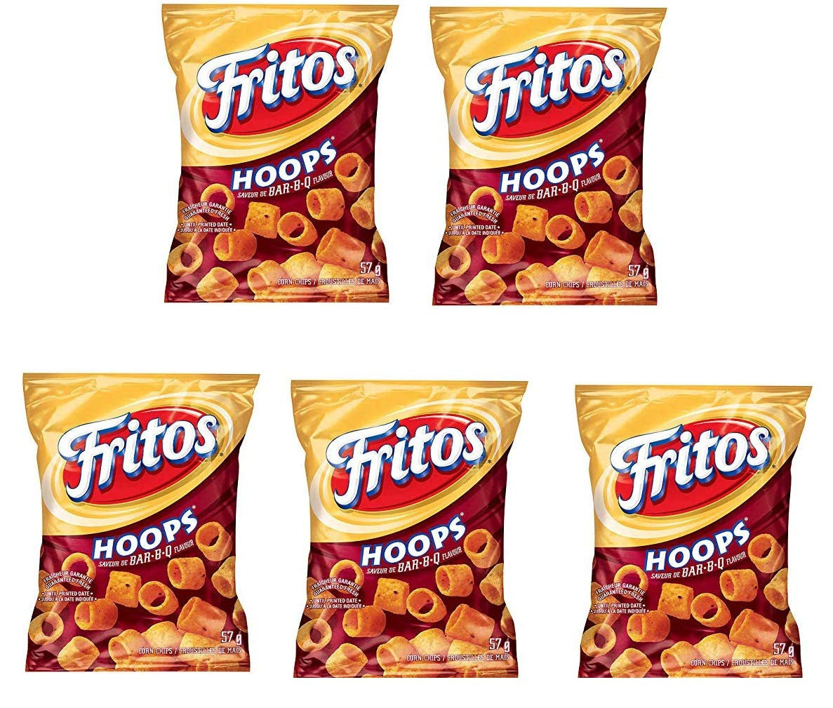 Fritos Hoops Bar-B-Q Corn Chips 57g/2oz - 5 Pack {Imported from Canada}