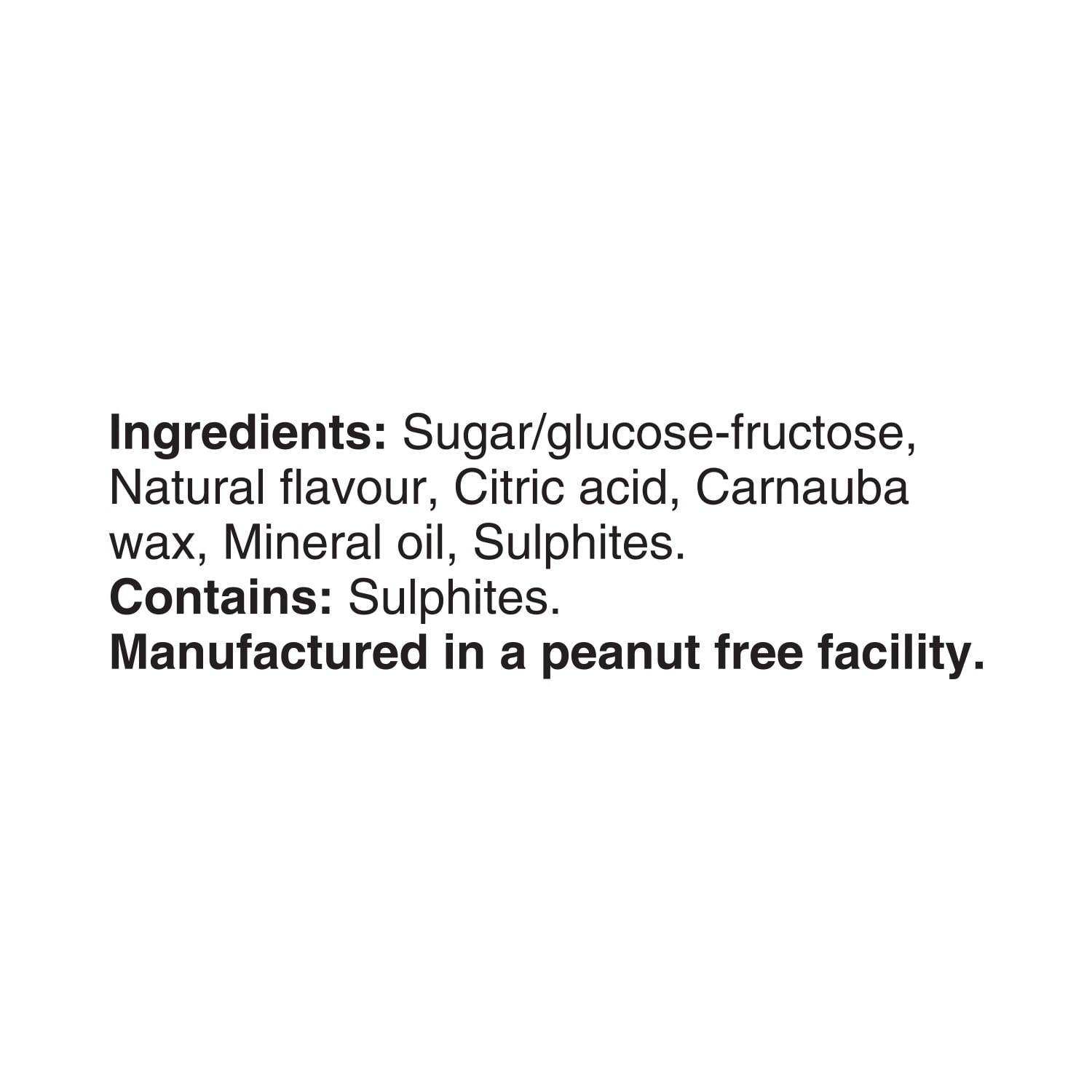 Ingredients label of Dare Original Scotch Mints Candy, 700g/1.5 lbs., Bag