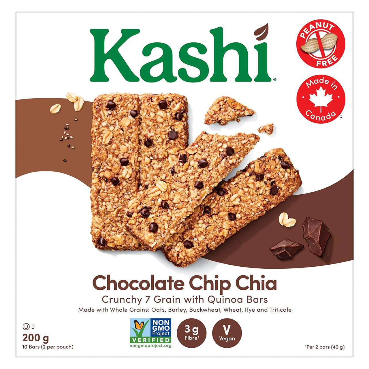 Kashi Seven Grain with Quinoa bars, Chocolate Chip Chia Non-GMO, 200g/7.1oz., box {Imported from Canada}