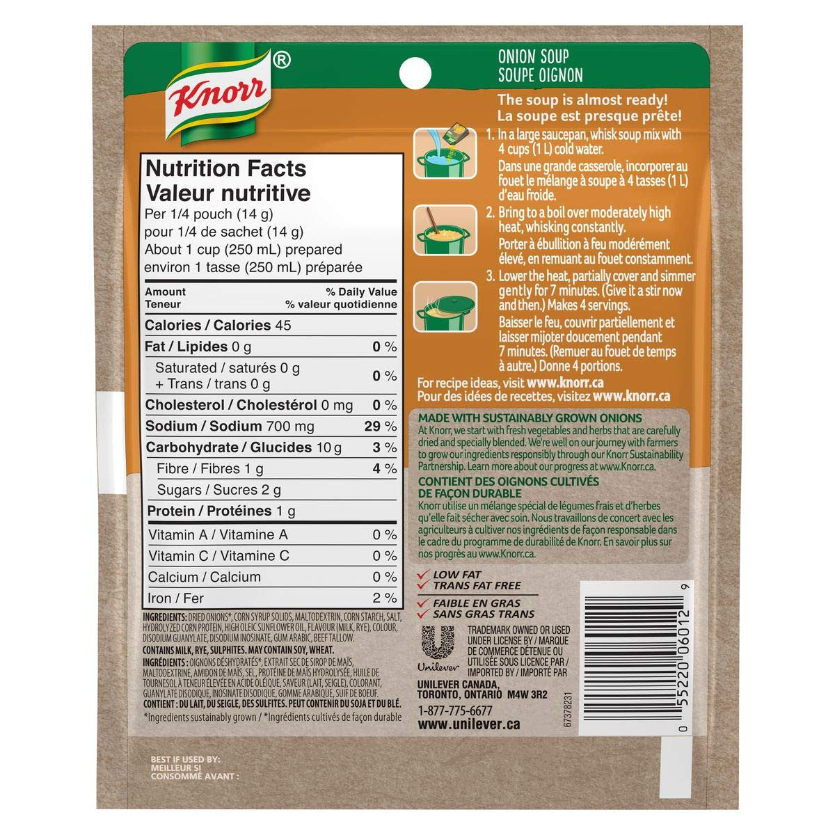 Knorr Onion Soup Mix 55g/1.9 oz., Pack of 12 {Imported from Canada}