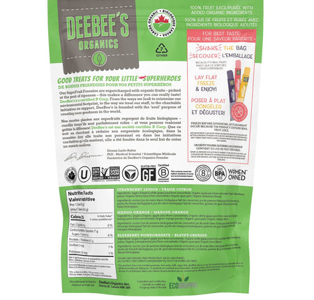 DEEBEES Organic Superfruit Freezies, 10 x 40ml/1.4 fl. oz., {Imported from Canada}