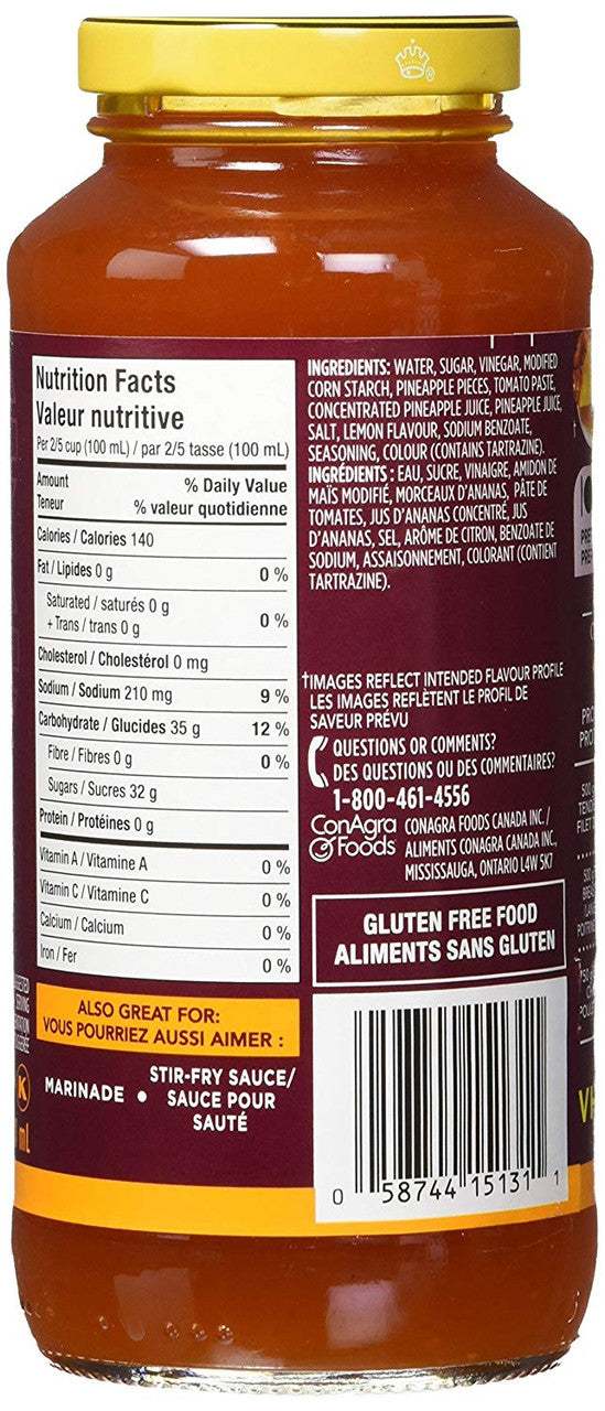 VH Pineapple Cooking Sauce, 341ml/11.5oz., Jar, {Imported from Canada}