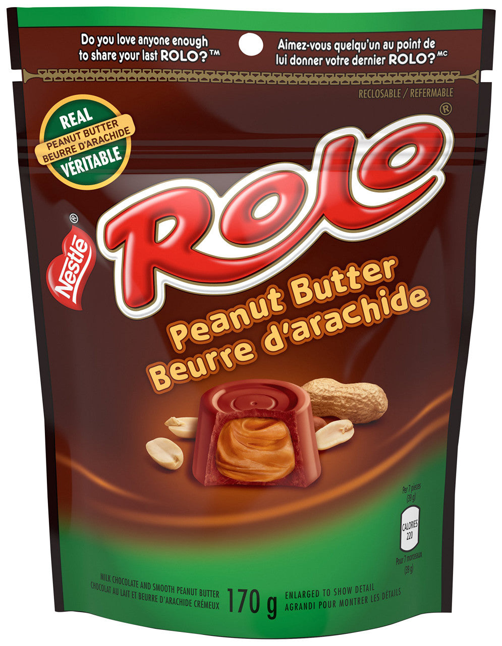 ROLO Peanut Butter, 170g/6 oz., Reclosable Pack {Imported from Canada}
