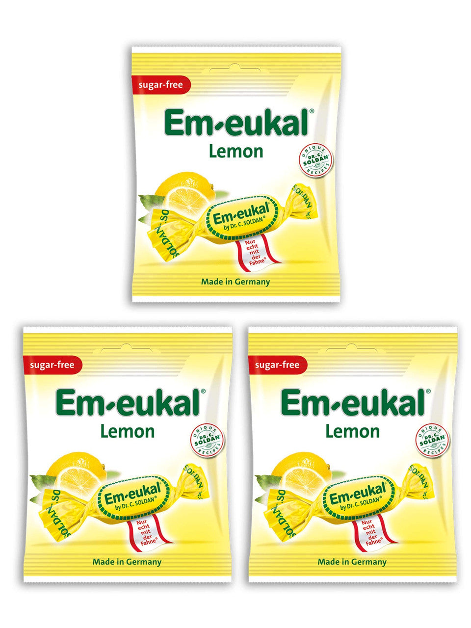 Em-eukal Sugar-Free Lemon Candy 50g/1.8oz., Pack of 3, {Imported from Canada}