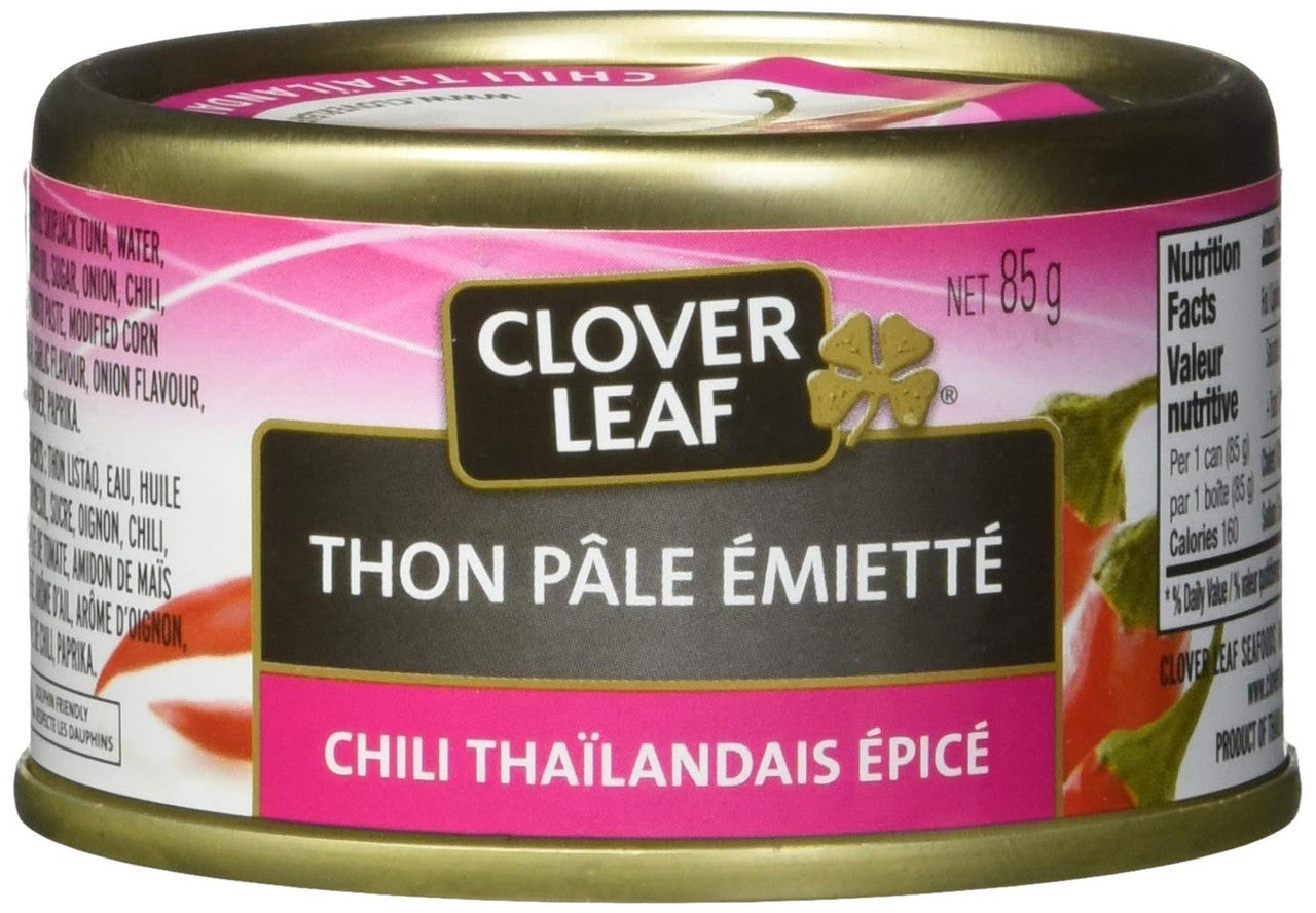 Clover Leaf Flaked Spicy Thai Chili Light Tuna, 85g/3 oz., (24 Pack) {Imported from Canada}