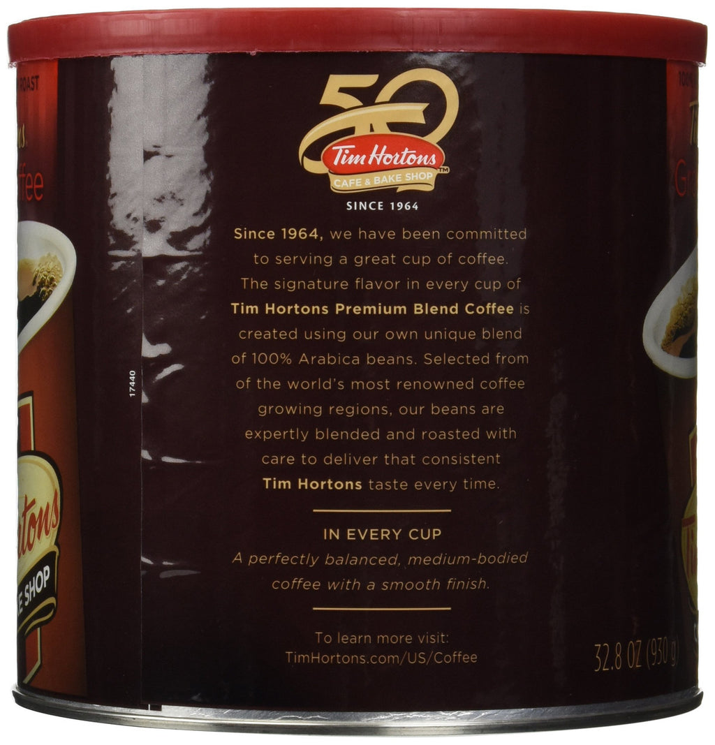 Tim Hortons Ground Coffee , 32.8oz (Pack of 2)Cans,{Imported from Canada}