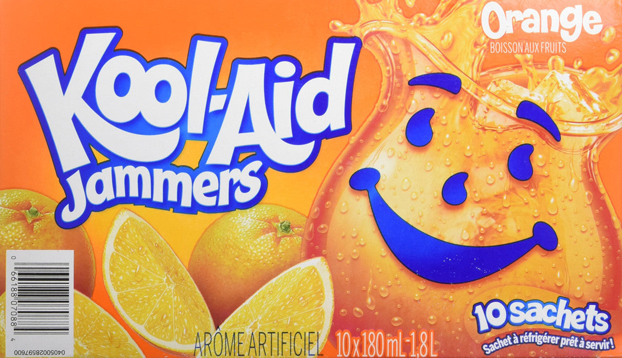 KOOL-AID Jammers Orange Juice, 10ct, 180ml, {Imported from Canada}