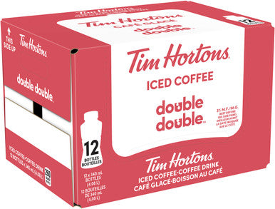 Tim Hortons Iced Coffee, Double Double, 340mL/11.5oz, 12 Pack, {Imported from Canada}