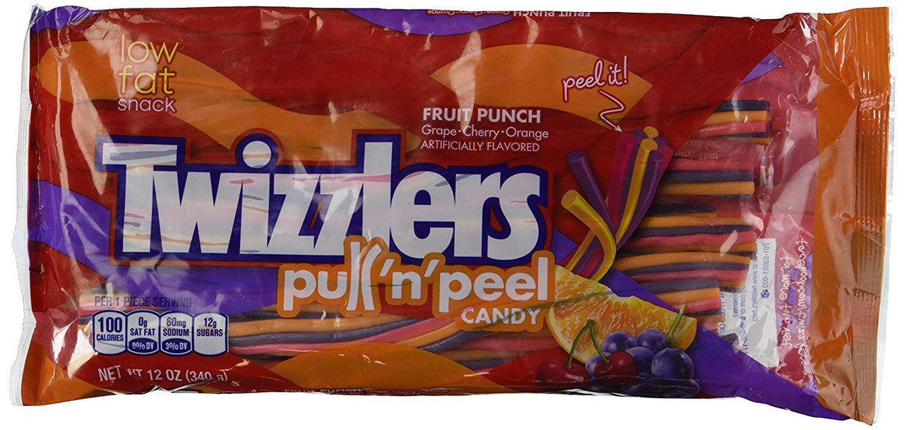 Twizzlers  Pull 'n' Peel Fruit Punch Licorice, 340g/12 oz., Bag, {Imported from Canada}
