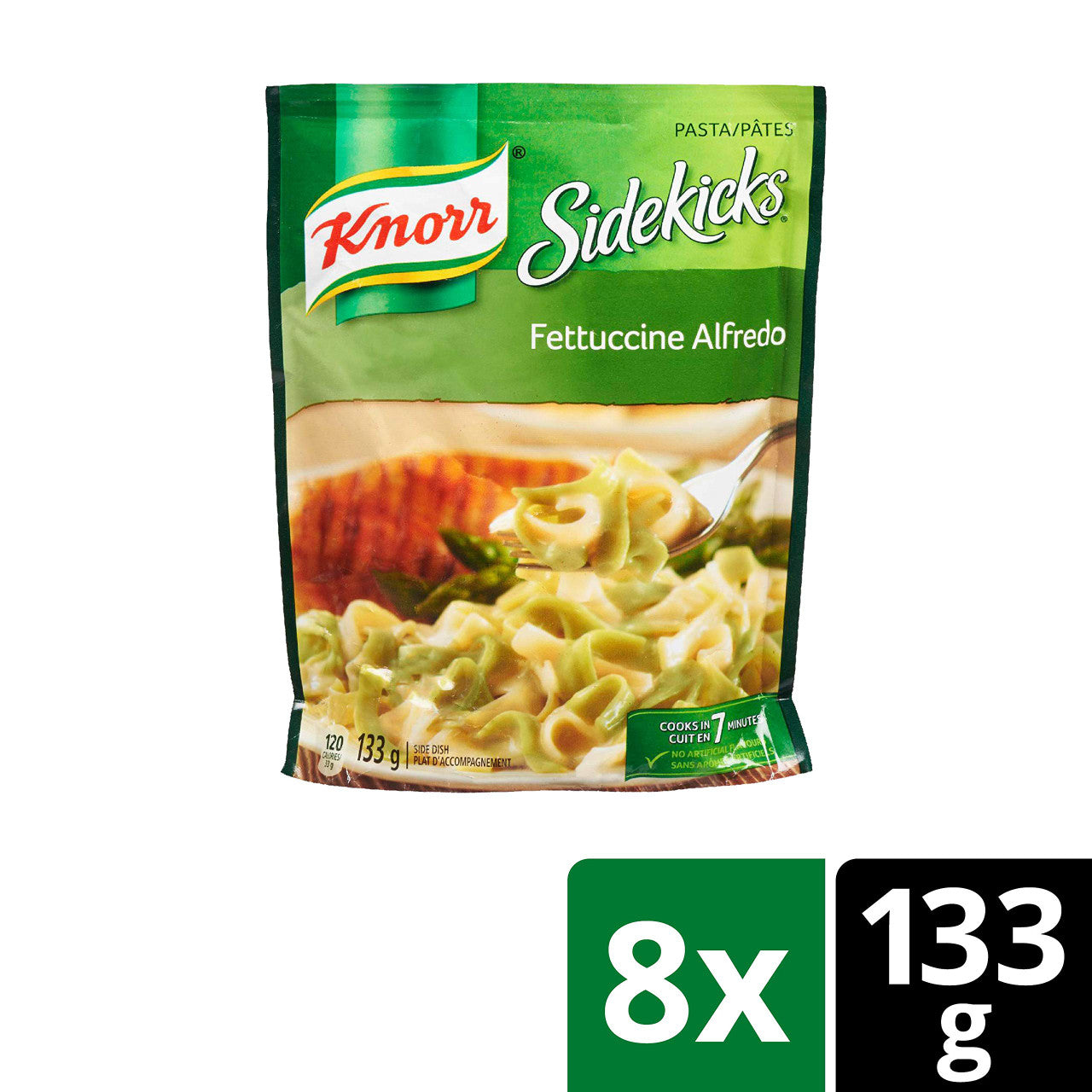 Knorr Sidekicks Pasta Fettucine Alfredo Side Dishes 133 Grams, 8ct Imported from Canada