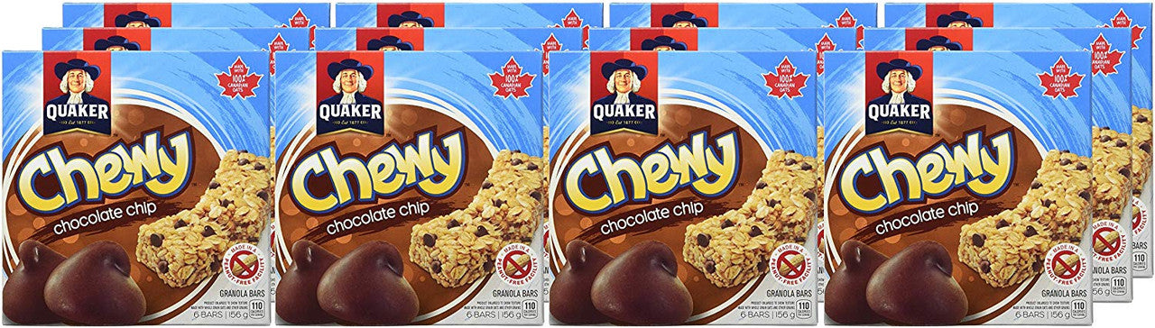 Quaker Chewy Chocolate Chip, 6 Bar Pack (Pack of 12) {Imported from Canada}