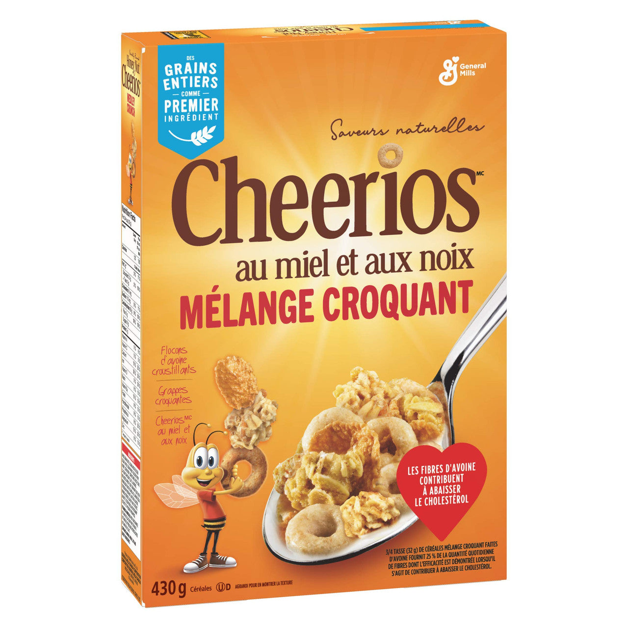 Honey Nut Cheerios Breakfast Cereal, Whole Grains, 430 g, 430 g
