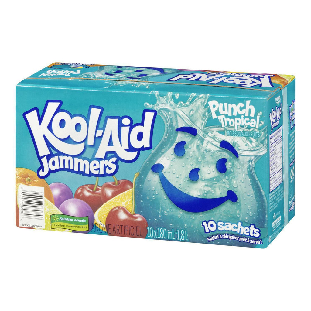 KOOL-AID Jammers Tropical Punch Juice, 10ct, 180ml, {Imported from Canada}