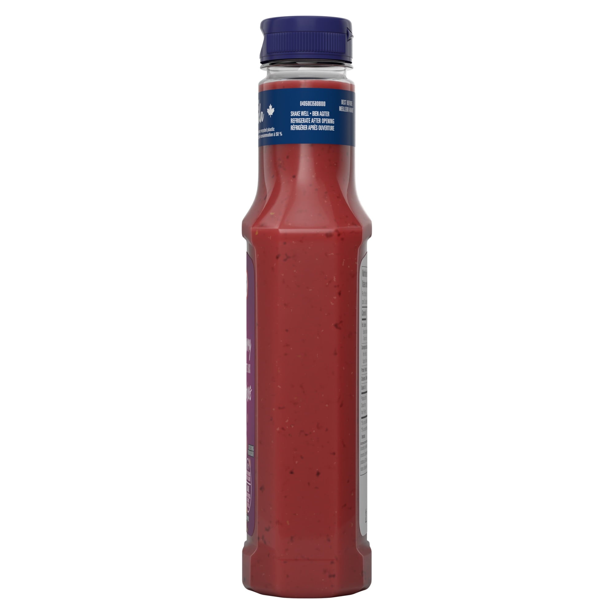 Kraft Raspberry Vinaigrette Dressing 425ml/14.4 oz., Bottle, side of bottle