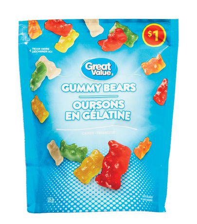 Great Value Gummy Bears Candy 125g/4.4 oz., (Imported from Canada)