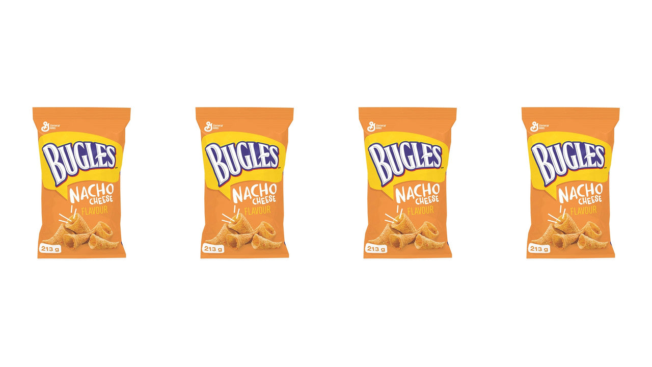 Bugles Nacho Cheese Corn Snacks 213g/7.5oz (4pk) {Imported from Canada}