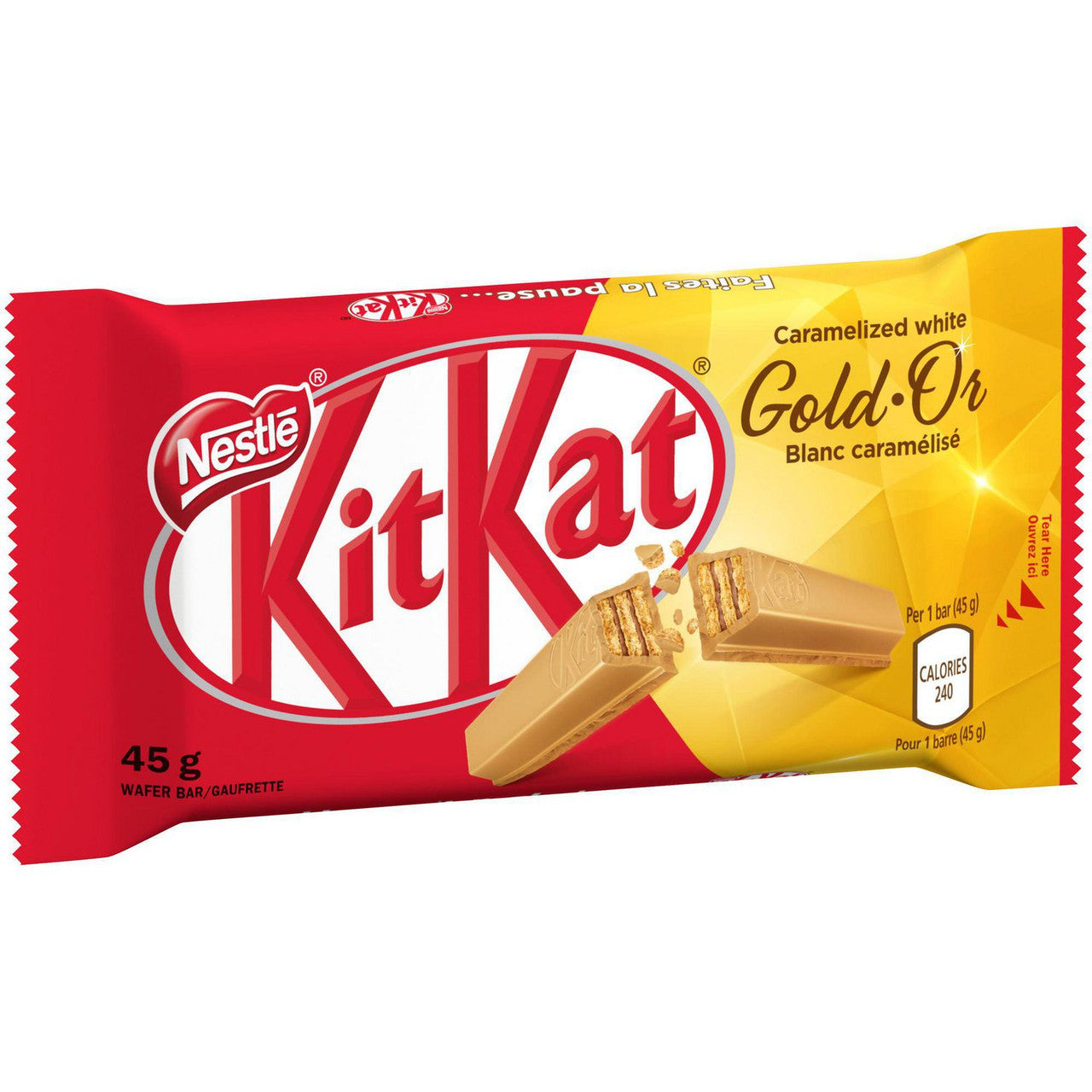 NESTLE KITKAT Gold Caramelized White Wafer Bar, 45g/1.6 oz., {Imported from Canada}