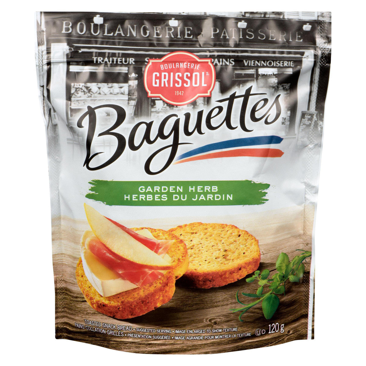 Boulangerie Grissol Baguettes Garden Herb Crackers, 120g/4.2 oz. Box  {Imported from Canada}