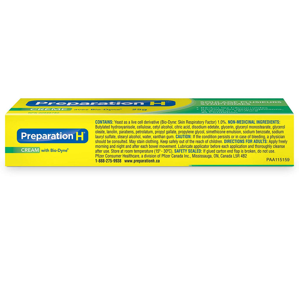 Preparation H Cream(25g) with Bio-Dyne, Hemorrhoid Multi-Symptom Pain Relief {Imported from Canada}