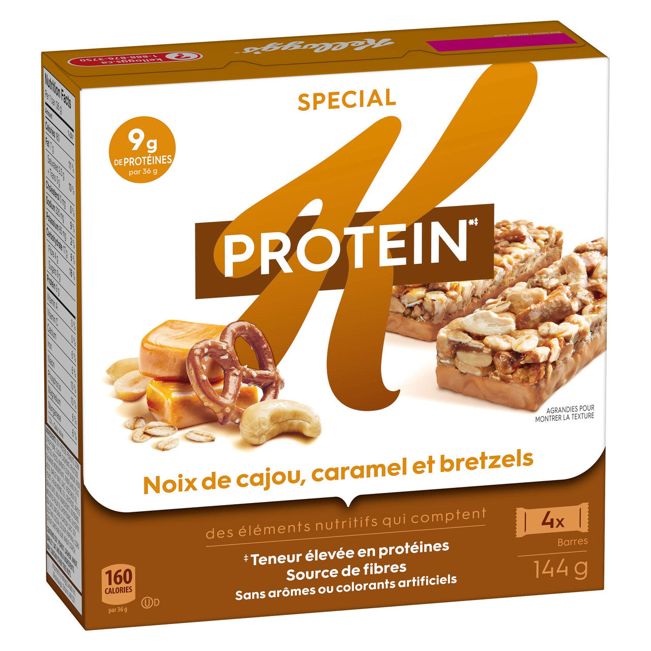 Kellogg's Special K Protein Bars Cashew Caramel Pretzel, 4ct, 144g/5.1 oz {Imported from Canada}