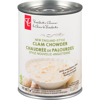 PRESIDENT'S CHOICE, New England Style Clam Chowder, 540ml/18.3 fl. oz., {Imported from Canada}
